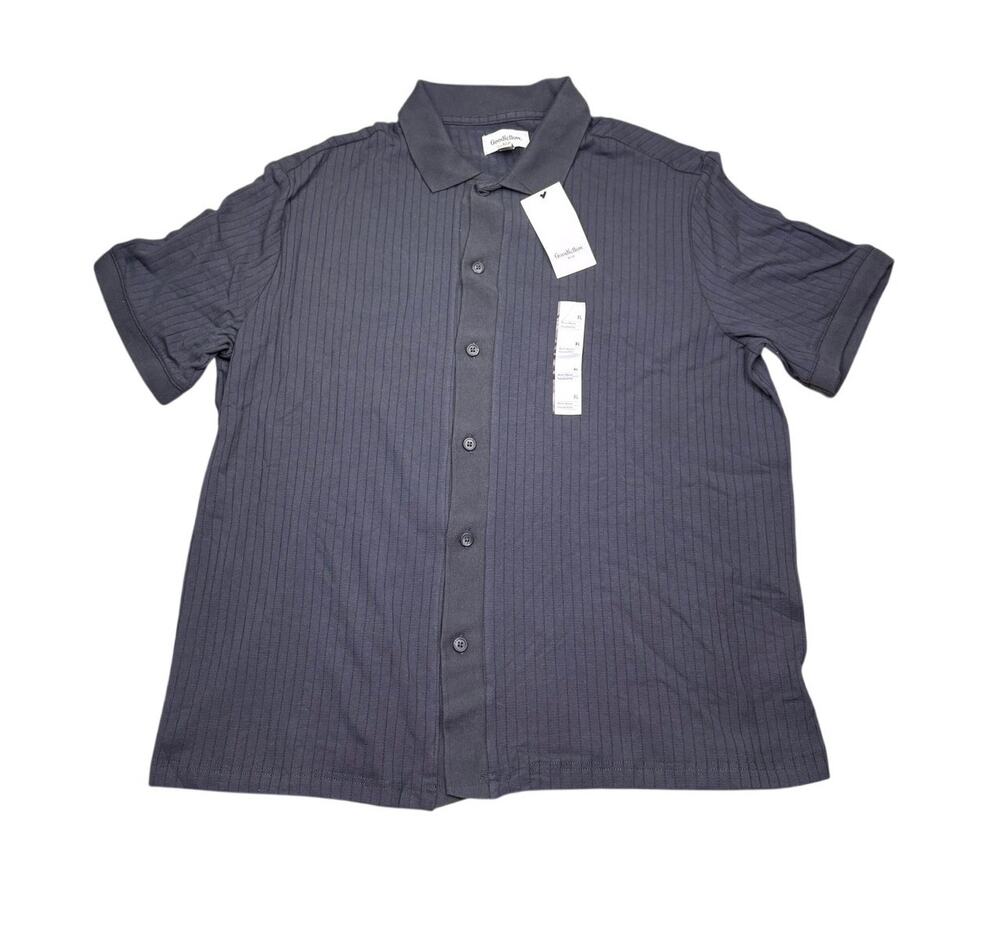 Goodfellow & Co Men's XL Gray Ribbed Button Front Knit Polo Shirt Short Sleeve